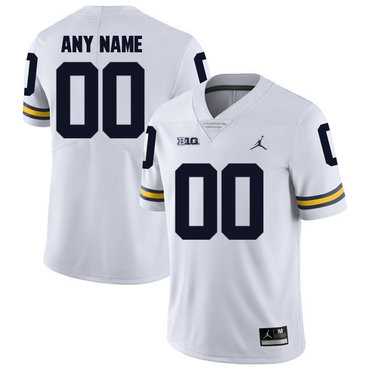 Men%27s Michigan Wolverines White Customized College Football Jersey->customized ncaa jersey->Custom Jersey
